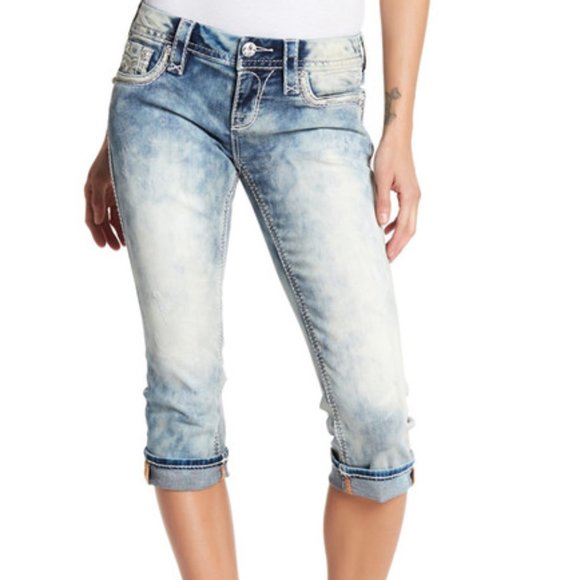 Rock Revival Capri Cropped Bling Jeans NEW - Picture 4 of 4